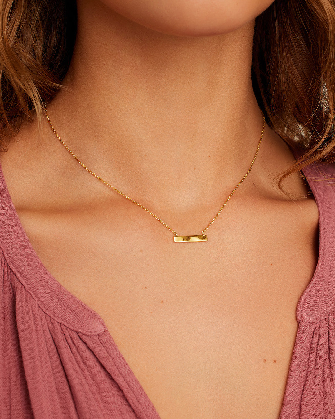 Alternative view of Bespoke Plate Necklace (gold)
